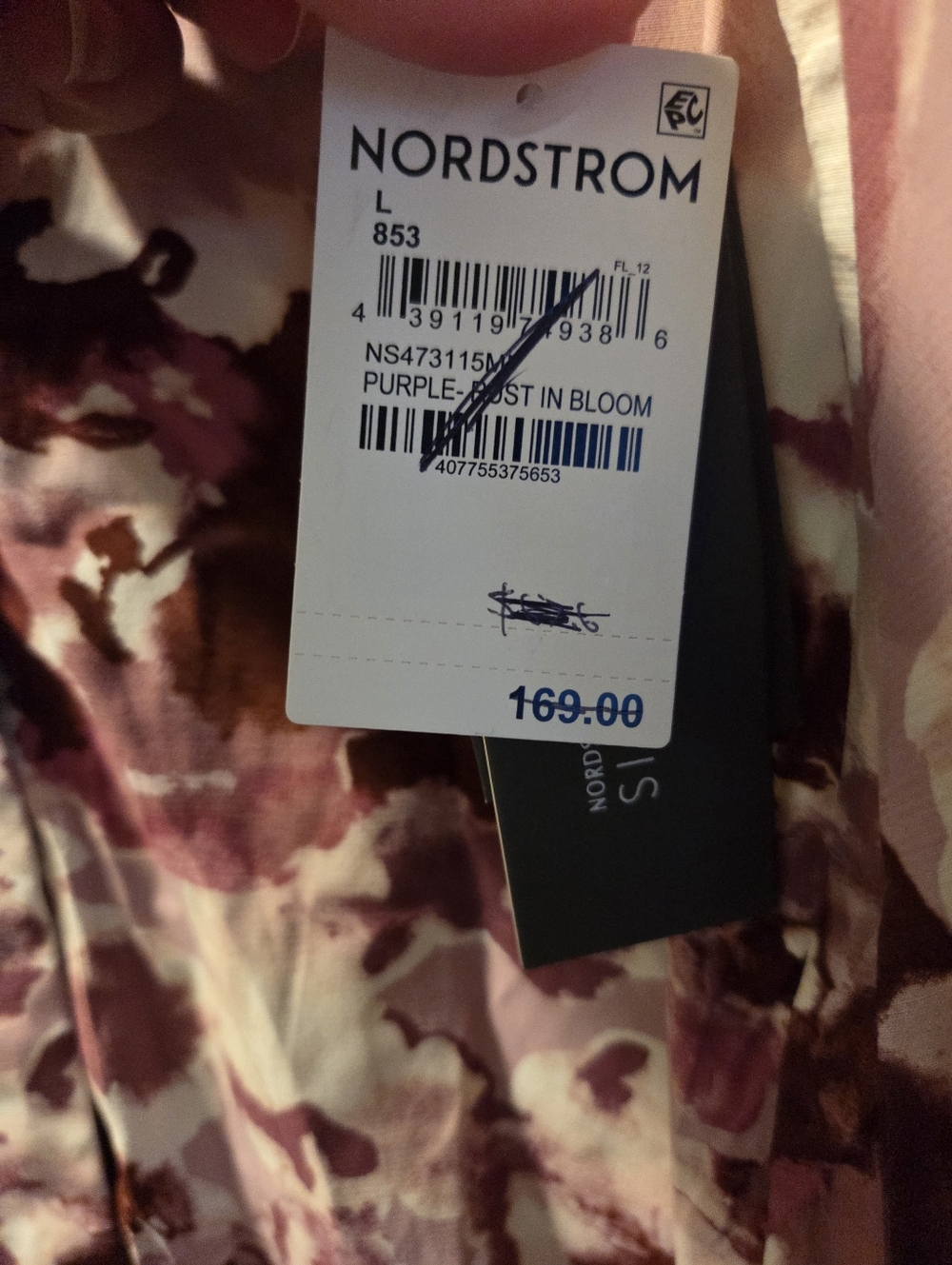 Nordstrom Signature Blouse Pink Mauve Floral NWT $169 Long Sleeve L - Picture 6 of 7